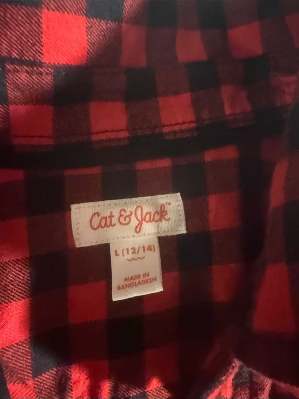 Cat & Jack Red and Black Plaid Button-Down Shirt